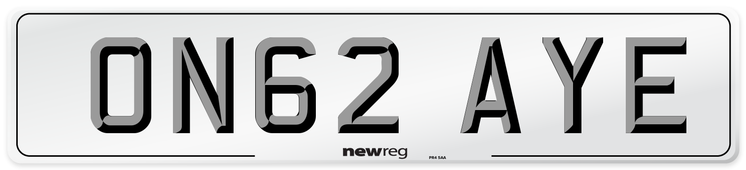 ON62 AYE Number Plate from New Reg